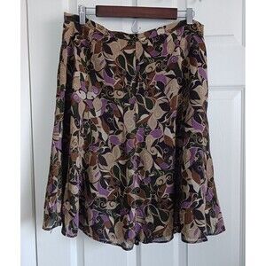 George Floral A Line Skirt Women 12 Multicolor Pull on Elastic Waist